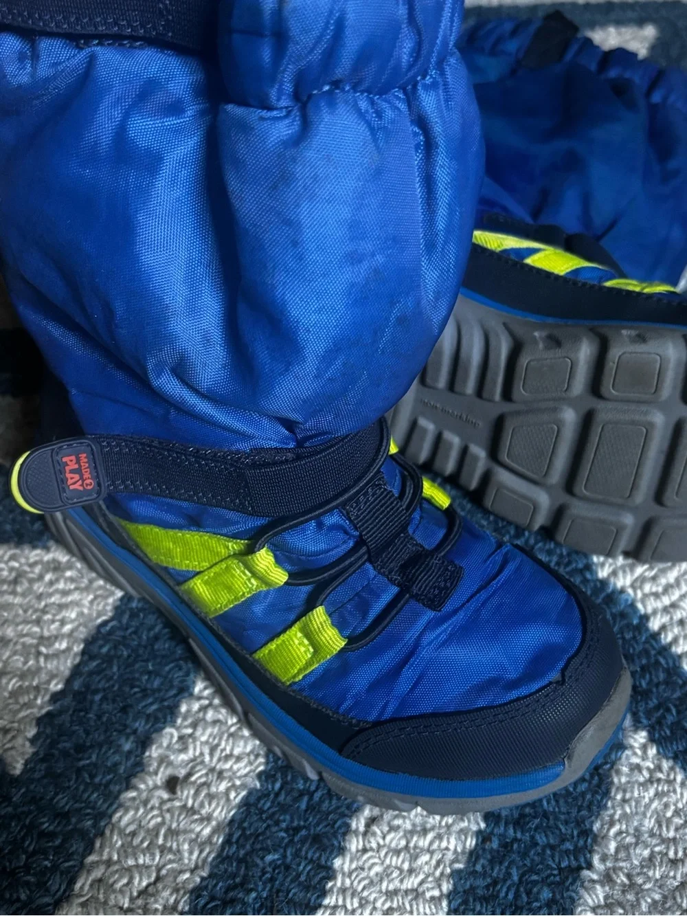 Stride Rite Kids Navy and Yellow Winter Snow Boots